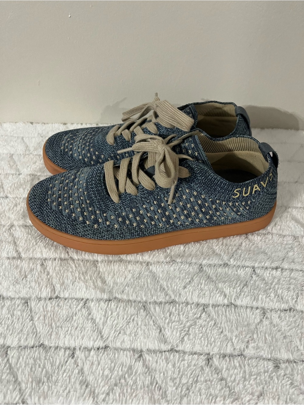 Suavs Knit Casual Shoe in Denim Blue and Tan Sz 7.5 Women - Picture 3 of 9